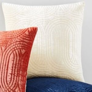 West Elm Lush Velvet Infinity Quilted Pillow Cover, Champagne, 20x20